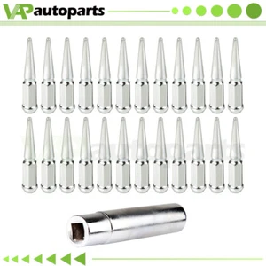 24 Spike Lug Nuts 14mmx1.5 Fits For Toyota Ford Expedition GMC Yukon + 1 Key - Picture 1 of 6