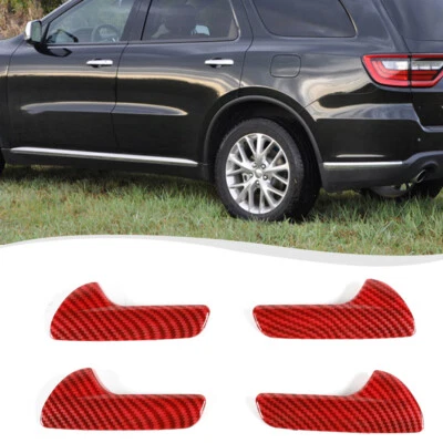 4x Interior Door Handle Switch Cover Trim For Dodge Durango 11+ Red Carbon Fiber Foto 1 de 4