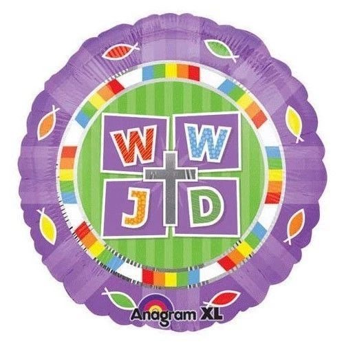 Balloon 18" WWJD What Would Jesus Do? MYLAR Foil BALLOON Party Decorations Gifts - Image 1 of 1
