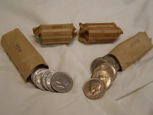 4 Solid Date Rolls 80 Coins Kennedy Half Dollars 2 rolls each of 1974 P & D Circ - Picture 1 of 5