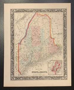 Mitchell: "County Map of the State of Maine," 1860 - Picture 1 of 4