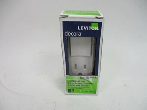 Leviton Decora 15 amps 125 volt White Combination Switch/Outlet 5-15 -Pack of 1 - Picture 1 of 5