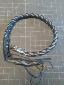 biker whip getback motorcycle whip BLACK & GREY WITH BLACK STRIP !!!! BY Stitch - Picture 1 of 3