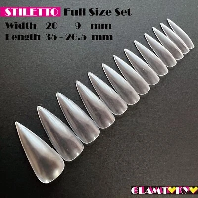 Full Size Set Stiletto Clear Nail Tips 20mm Width 13 pcs*10 packs - Image 1 of 4
