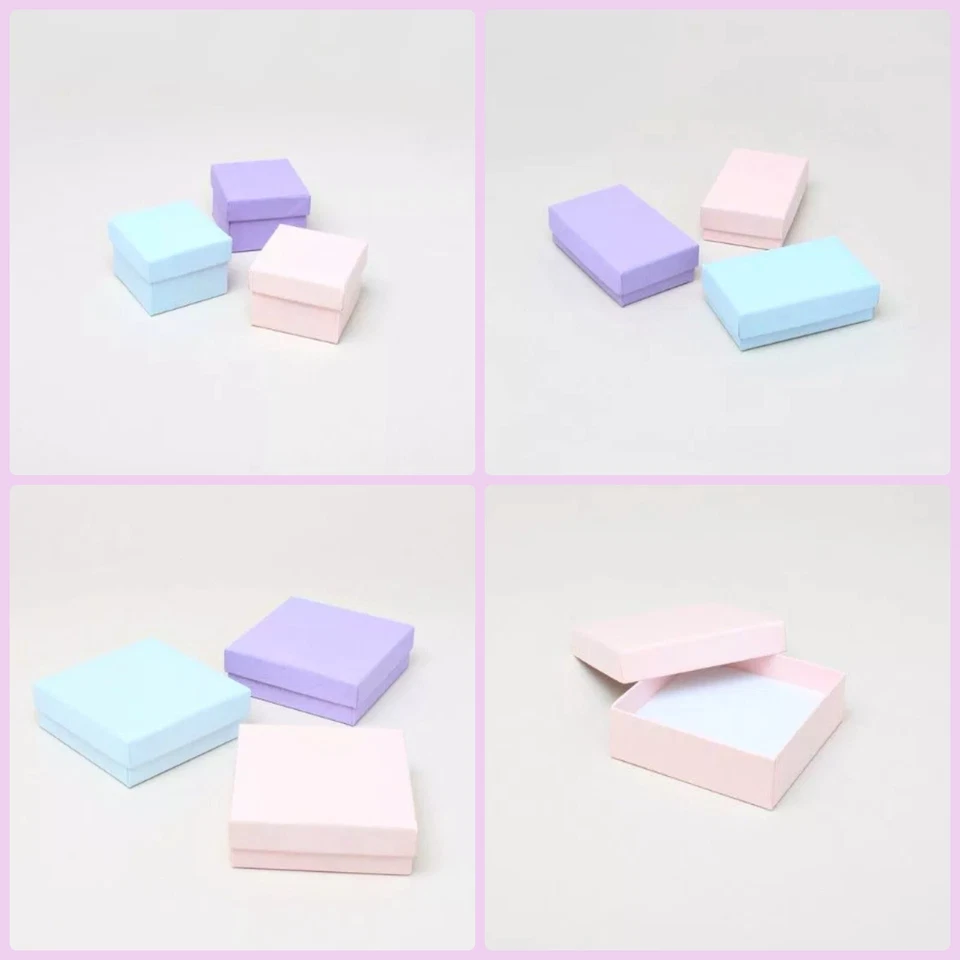 12 x Pack Pink/ Lilac/ Aqua Paper Gift Boxes for Jewellery/ Gifts/ Favours etc. - Image 1 of 1