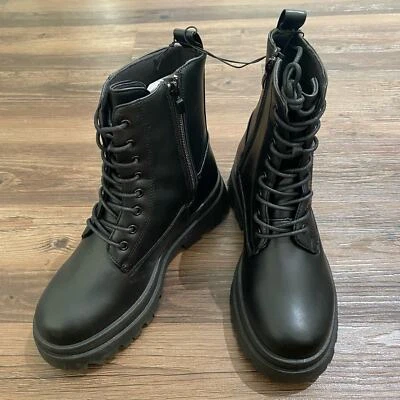 Charlotte Russe Talla 7 Negro Cordones Plataforma Botines Nuevo Con Etiquetas Foto 1 de 4