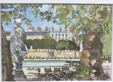 Paris Tuileries Garden French Watercolor Style Art Print Fermob Chairs 🇫🇷