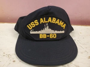Vintage Nylon Snapback Hat USS Alabama BB-60 Patch Navy Military (c137)  - Picture 1 of 3