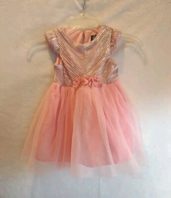 Vestido rosa y violeta de tul rosa 2T para niñas con flores rosas Foto 1 de 4