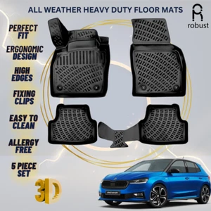 Floor Mats Liners For Skoda Fabia 2021-2025 All Weather Heavy Duty 3D Car Rugs - Picture 1 of 9
