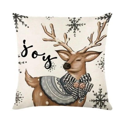Linen Christmas Elk Pillow Case Decoration for Sofa Car Cushion Cover 45x45cm - Image 1 of 4