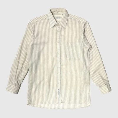 Vintage 1980’s Christian Dior Yellow Striped Dress Shirt M - Image 1 of 4