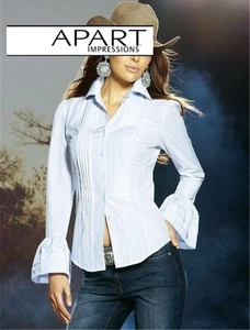 NEU: FEIN GESTREIFT DESIGNER BLUSE ÄRMELVOLANTS GR 38 APART blau weiss *327488 - Imagen 1 de 3