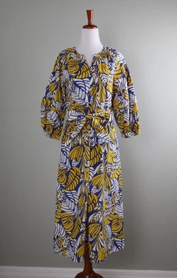 TALBOTS NWT $139 Cotton Poplin Belted Floral Midi Shirt Dress Size 6 Petite - Image 1 of 4