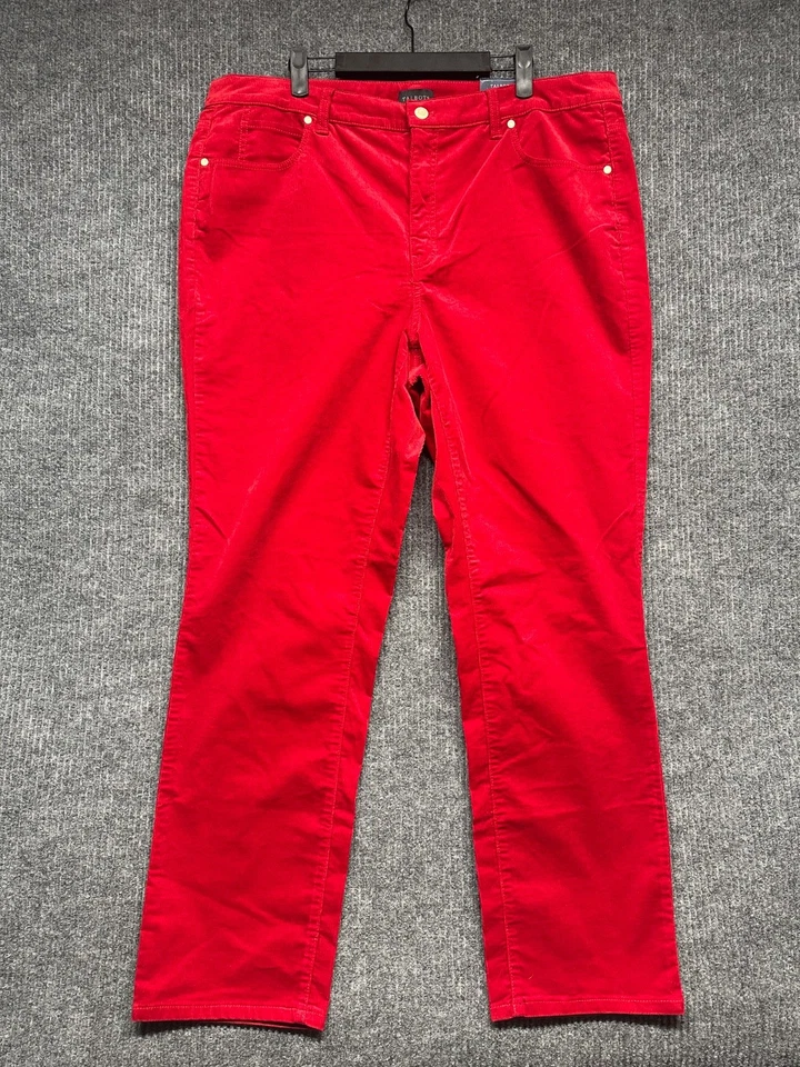 Pantalones de pana para mujer Talbot pierna recta 16W rojo elástico 5 bolsillos nuevos con etiquetas Foto 1 de 4