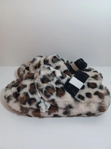 Array Womens Shayla Snow Leopard Faux Fur Slingback House Slippers Shoes New 9M - Picture 1 of 10