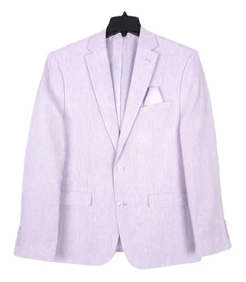 Bar III 男式修身 100% 亚麻西装夹克薰衣草纯色 42L 全新无标签 — 第 1/4 张图片