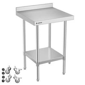 Mesa de preparación de alimentos comercial eZone de acero inoxidable 600x600x900 mm + ruedas - Imagen 1 de 7
