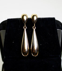 Gorgeous 18K Yellow Gold 1.4" Drop/Dangle Stick/Stud Earrings, 2.3 Grams - Picture 1 of 6
