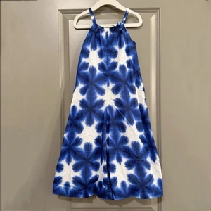 Janie And Jack Girls Shibori Jumpsuit Size 4 Blue & White Tie-Dye Halter - Picture 1 of 8