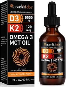 Premium Vitamin D3 and K2 Liquid Drops - Supports Bone Health, Immune Functio... - Picture 1 of 12