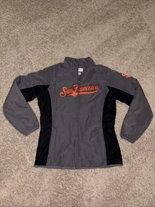 VTG Majestic Authentic San Francisco Giants Gray Zip Up Jacket Womens Medium - Picture 1 of 9