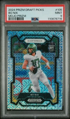 Bo Nix 2024 Panini Prizm Draft Picks #105 Mojo Prizm #/25 RC Broncos PSA 9 - Image 1 of 2