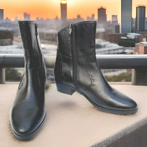 Tutti B.Z. vintage Stivaletto Moda taglia 8 nero pelle cuciture diagonali donna - Foto 1 di 12