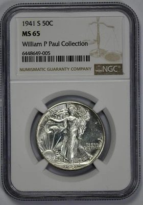 1941-S Walking Liberty 50c Half Dollar NGC MS 65 Looks Proof Like - Image 1 of 4