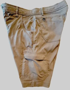 prAna Performance Pantaloncini Cargo Marrone Fango Escursionismo Cintura Elasticizzata Uomo Taglia 32x10 - Foto 1 di 18