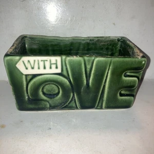 Vintage McCoy Green Planter Art Deco Design 6”x3”x3” - Picture 1 of 4
