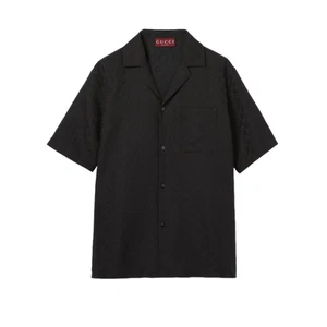 GUCCI $1350 Black GG Linen Shirt New & Authentic - Picture 1 of 1