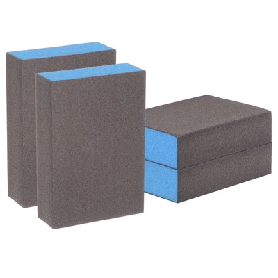 4 peças blocos de esponja de lixa 2000-2500 grãos bloco de lixa 100x70x25mm marrom e azul - Imagem 1 de 4