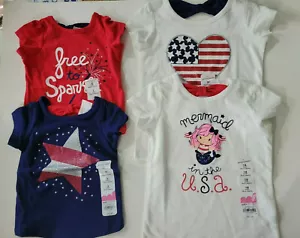 Infant Todd Girls Jumping Beans Red White Blue 4th July Shirt 3M 12M 18M 24M 2T - Picture 1 of 12
