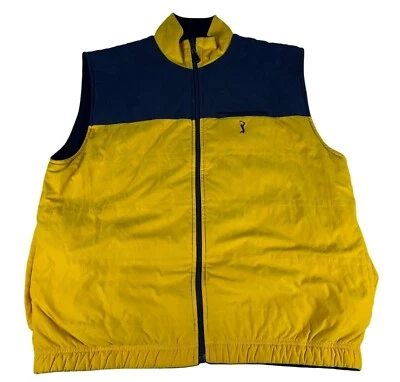 Colete de golfe masculino PGA Tour Signature lã náilon GG azul amarelo reversível com zíper - Imagem 1 de 4