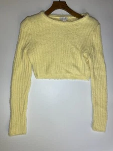 Maglione cropped a costine giallo Topshop taglia L 16 donna maglia manica lunga morbida - Foto 1 di 9