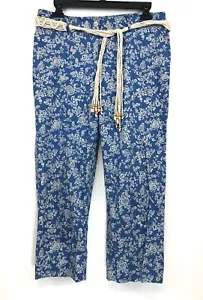 Lauren Ralph Lauren Boho Pants Women’s 10 Floral w/ Woven Belt Beads - Picture 1 of 10