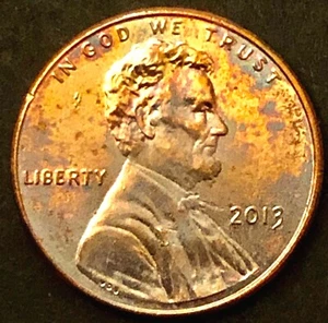 2013-P - LINCOLN SHIELD BACK CENT - AU BU - TONED COIN WITH GREAT DETAIL - Picture 1 of 2
