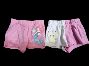 Girls Disney Ariel & Pokémon Pikachu Shorts Size Xs 4/5 - Picture 1 of 1