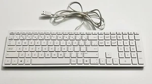 HP Lifestyle White Keyboard Slim Low Profile USB Wired TPC-P001K PC - Picture 1 of 6