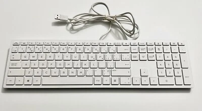 HP Lifestyle White Keyboard Slim Low Profile USB Wired TPC-P001K PC - Image 1 of 4