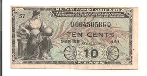 #0496 HIGHER CATALOG VALUE 1951 10c Military Payment Cert Series481 Cat#PickM23a - Picture 1 of 2