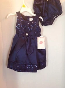 Vestido azul rosa Sweet Heart con bragas talla 24 meses Nuevo con etiquetas - Imagen 1 de 4