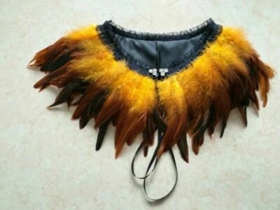 Feather Cape Jacket Cloaks Collar Wrap Poncho Tassel Costume Fancy Dress Fashion - Image 1 of 4