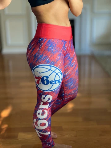 Philadelphia 76ers NBA Leggings Stretch Fitted Legging Red & Blue Women's S NEW Cover