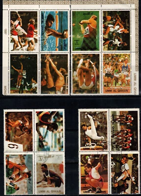 Emiratos Árabes Unidos 1973 UMM AL QIWAIN MUNICH 1972 OLÍMPICO 16 SELLOS CUATRO BLOQUE DE CUATRO MNH CTO Foto 1 de 4