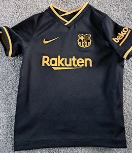 NIKE Unisex FC BARCELONA Football  Top SEASON 2020/21 AWAY Black GOLD 8-9Yrs - Picture 1 of 9