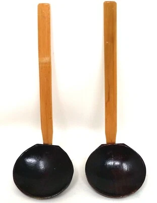 Пара из 2 деревянных японских суповых ложек или ковшей (Япония) - Изображение 1 из 3