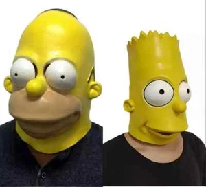 Masquerade Halloween Latex Fancy Bart Simpsons Mask Creepy Party Cosplay Costume - Picture 1 of 15