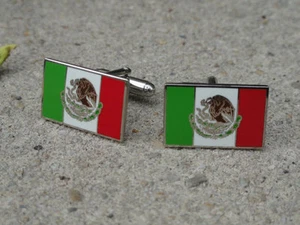 Mexico Flag Cufflinks--Mexican Central American Hispanic Latino Spanish - Picture 1 of 1